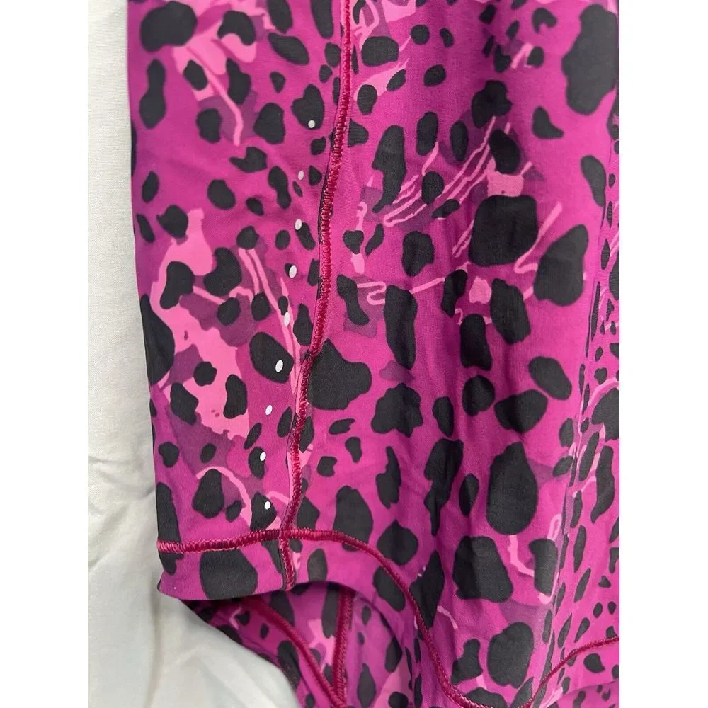 Lululemon Sculpt‎ Tank Women's 4 Black/ Fuchsia Leopard Tank Shirt